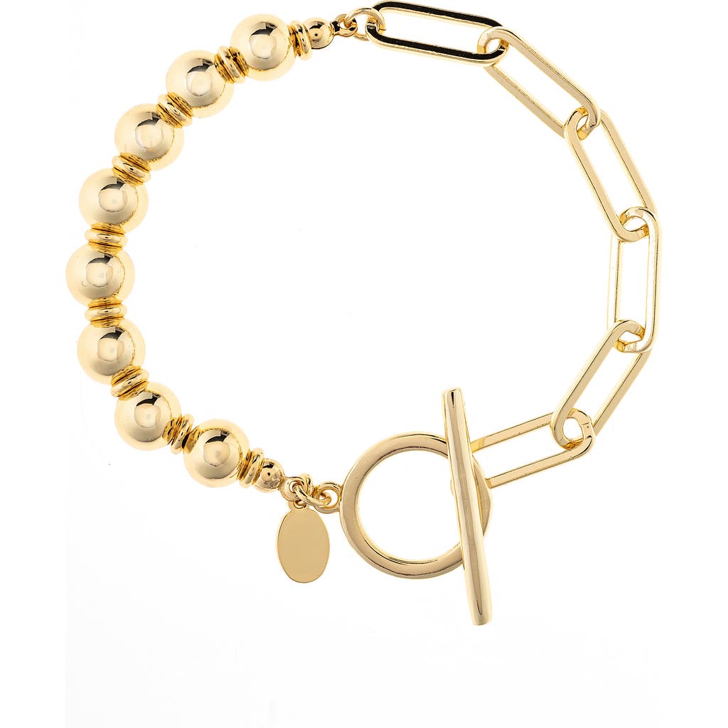 Rivka Friedman Beaded Paper Clip Chain Toggle Bracelet In 18k Gold Clad