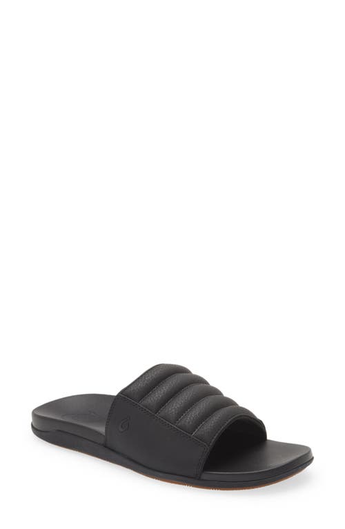 OluKai Maha Olu Slide Sandal in Black /Black