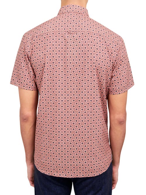 Brooklyn Brigade Medallion Print Recycled 4-way Stretch Performance Short Sleeve Shirt In Red