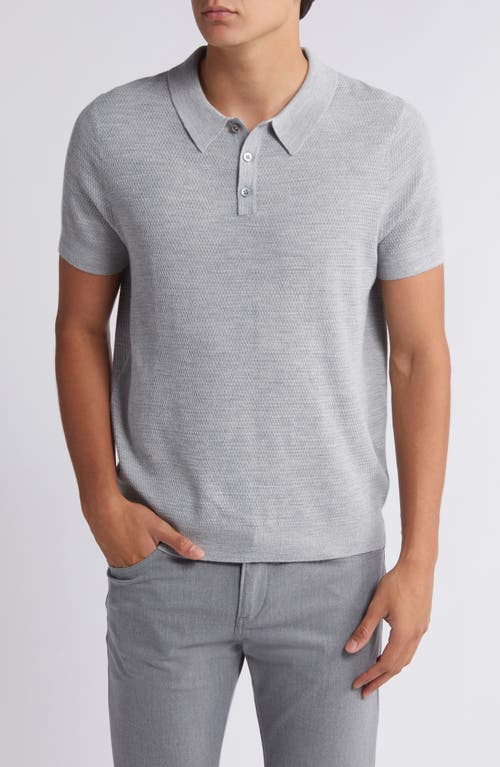 Shop Nordstrom Short Sleeve Coolmax® & Wool Polo Sweater In Grey Heather