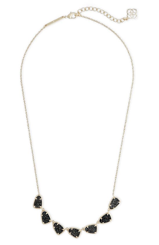 Kendra Scott Susanna Druzy Collar Necklace In Gold Black Drusy
