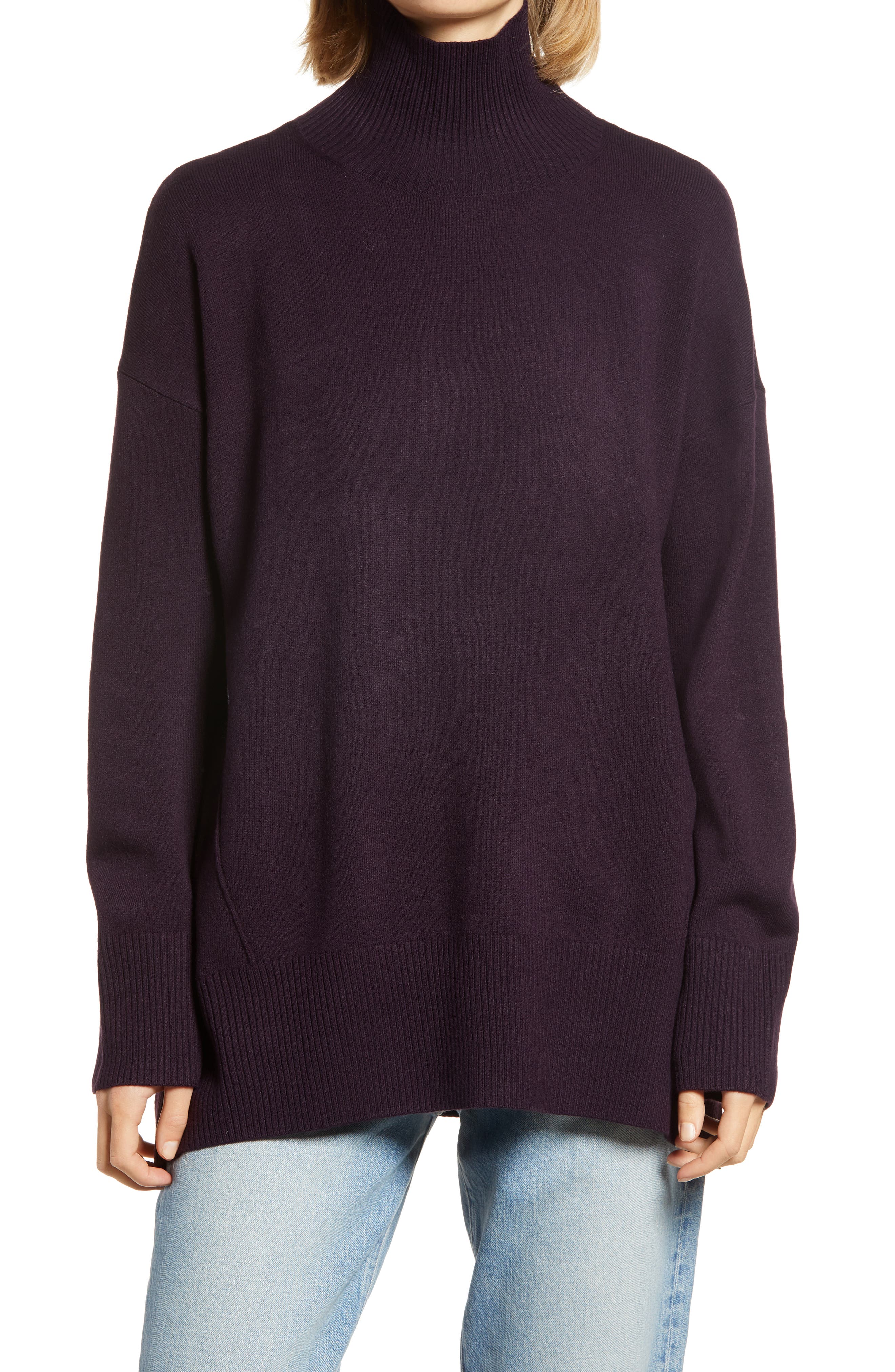 plum turtleneck