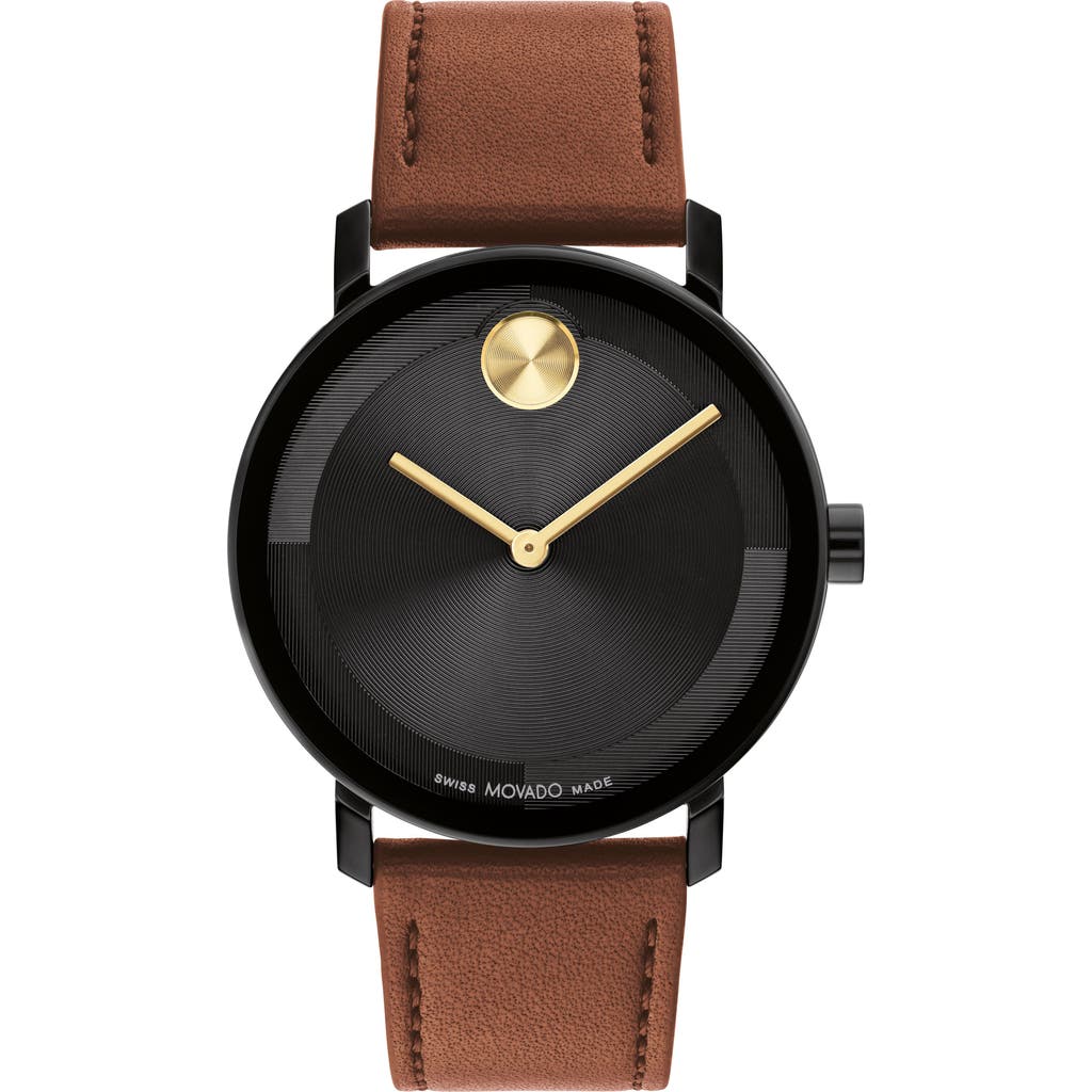 Movado Bold Evolution 2.0 Leather Strap Watch, 40mm In Black/brown