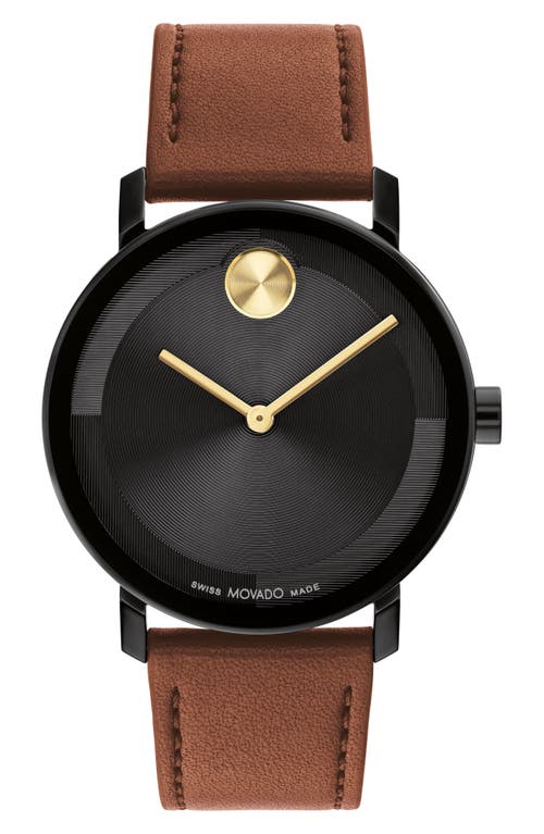 Shop Movado Bold Evolution 2.0 Leather Strap Watch, 40mm In Black/brown