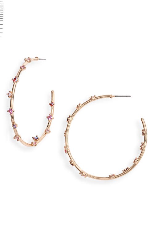 Stella + Ruby Crystal Hoop Earrings in Fuchsia