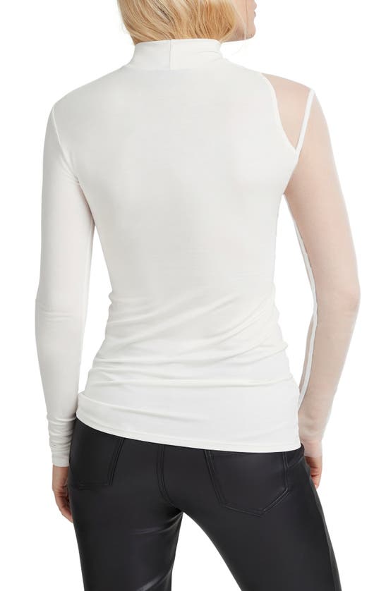 Marcella Ysabel Mesh Panel Jersey Top In Off White