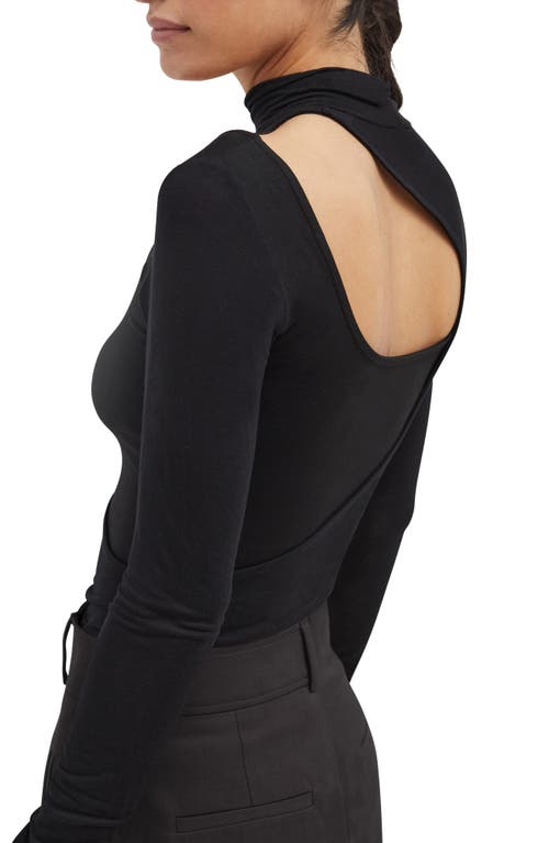 Shop Marcella Soho Cutout Mock Neck Top In Black