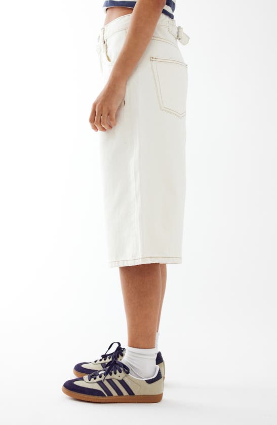 Shop Bdg Urban Outfitters Logan Wide Leg Long Denim Shorts In Dirty White