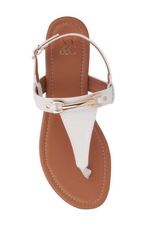 New York And Company Angelica Thong Sandal In White Lizard Print