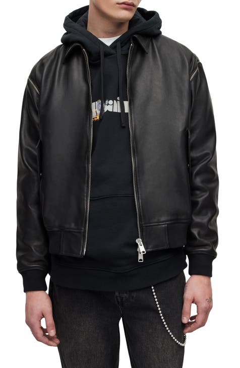 AllSaints Wabi Oversize Leather Bomber Jacket