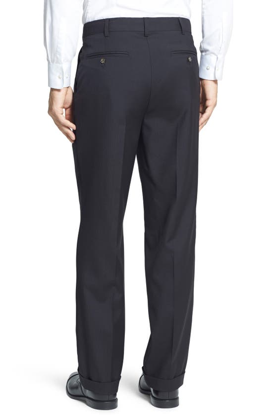 BERLE BERLE SELF SIZER WAIST PLAIN WEAVE PLEATED WASHABLE TROUSERS