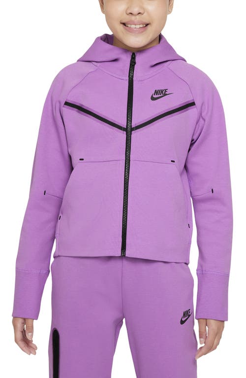 Nike Kids' Sportswear Tech Fleece Zip Hoodie in Violet Shock/Black