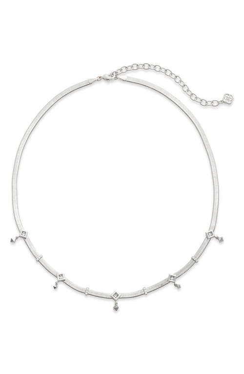 Kendra Scott Gracie Crystal Station Snake Chain Necklace in Silver White at Nordstrom