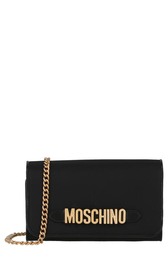 Moschino Leather Shoulder Bag In Fantasy Print Black At Nordstrom Rack