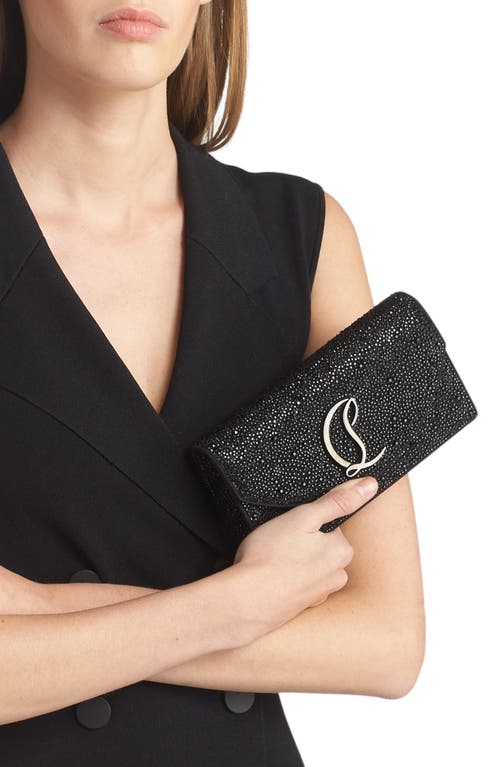 Shop Christian Louboutin Small Loubi54 Strass Clutch In Black/gun Metal