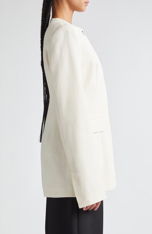 Totême Off-white Collarless Cinched Jacket In Ecru