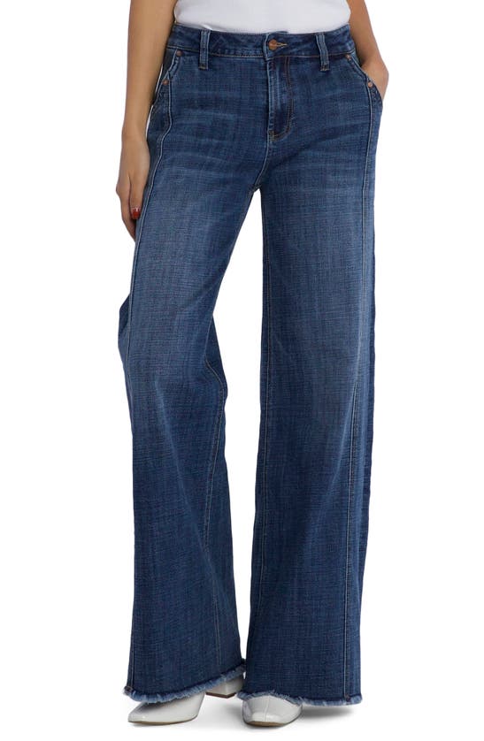 Shop Hint Of Blu Mighty High Waist Wide Leg Jeans In Blue Stream