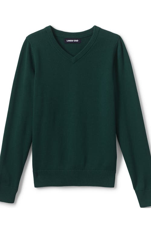 Shop Lands' End School Uniform Boys Cotton Modal Fine Gauge V-neck Sweater In Evergreen