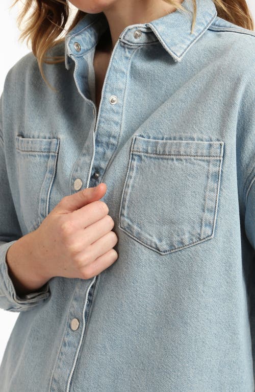 Shop Brooklyn Industries Whitney Snap-up Denim Shirt Jacket In Bleached Denim