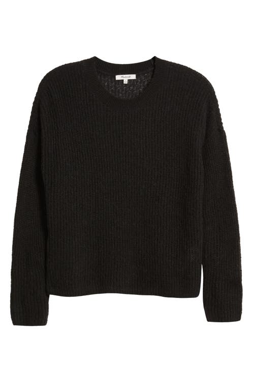 Shop Madewell Ribbed Crewneck Sweater In True Black