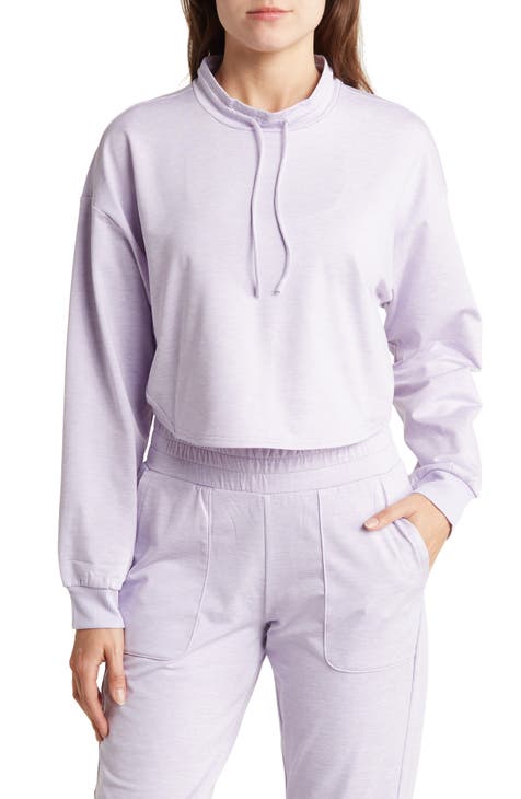 Downtown Mock Neck Brushed Jersey Crop Pullover