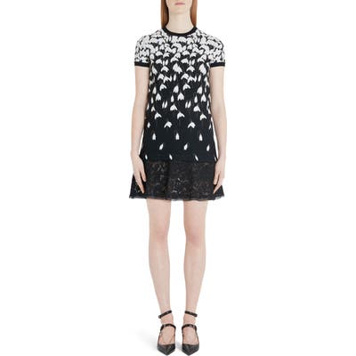Valentino Bucaneve Lace Hem Jacquard Sweater Minidress