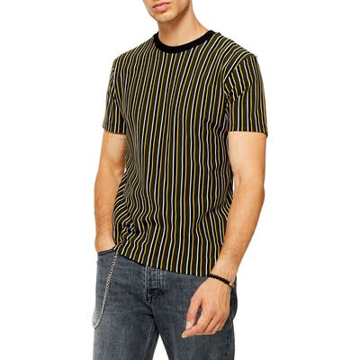 Topman Classic Fit Stripe Pique T-Shirt, Yellow