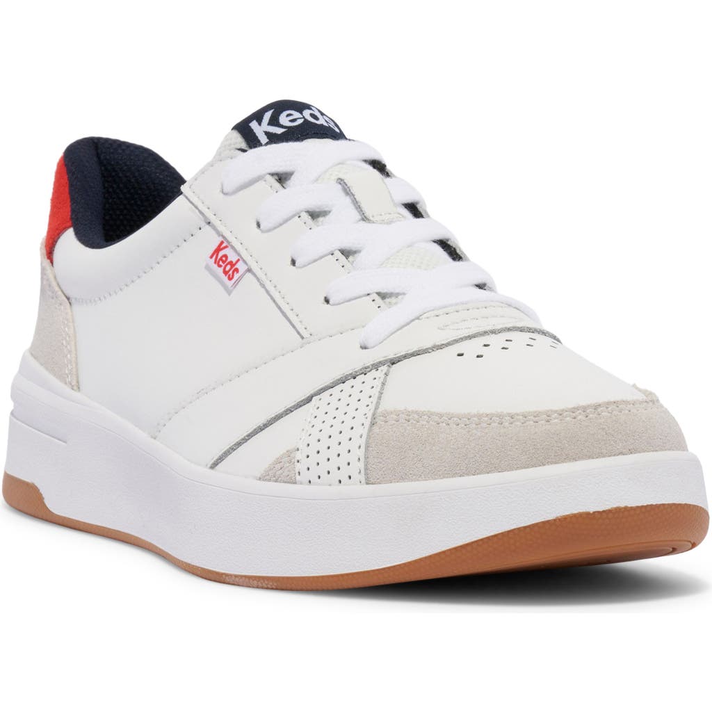 Keds ® The Court Leather Sneaker In White Leather