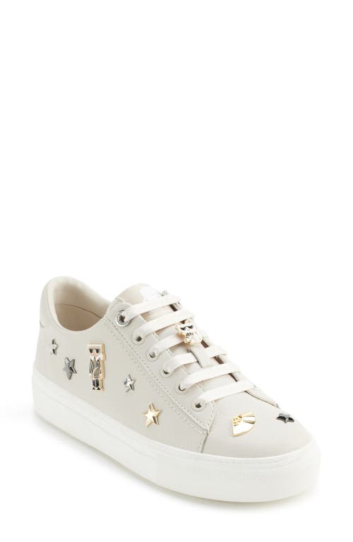 Shop Karl Lagerfeld Paris Cate Pins Platform Sneaker In Soft White/stars