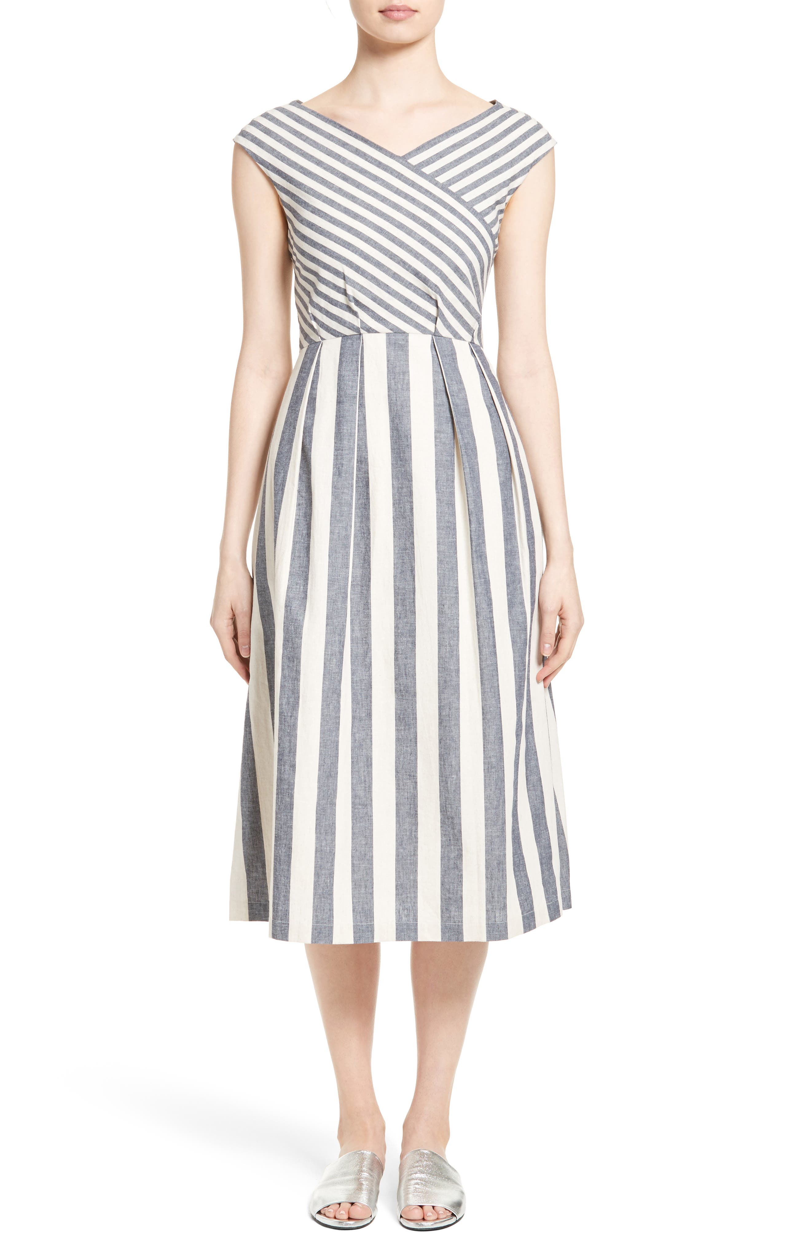Lafayette 148 New York Ximena Stripe Cotton & Linen Dress Nordstrom