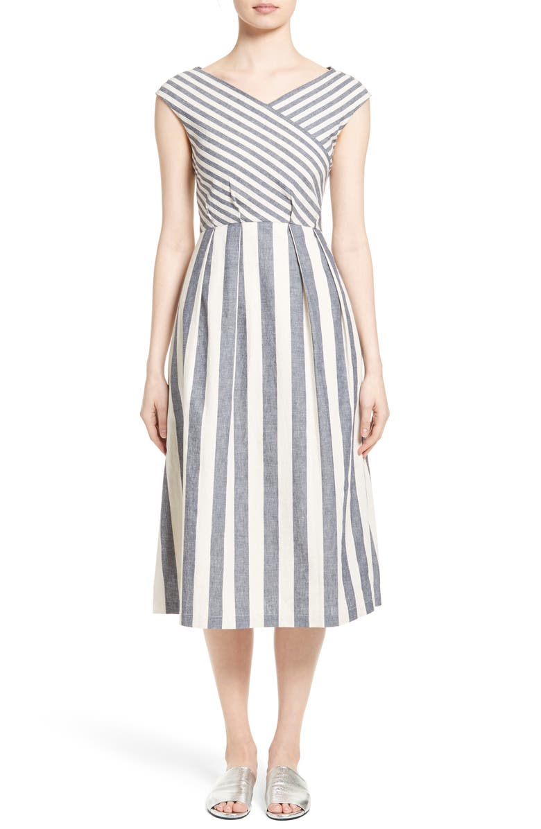 Lafayette 148 New York Ximena Stripe Cotton & Linen Dress | Nordstrom
