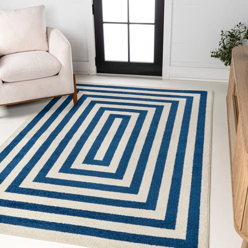 Jonathan Y Bandol Modern Classic Mitre Stripe Area Rug In Navy/ivory