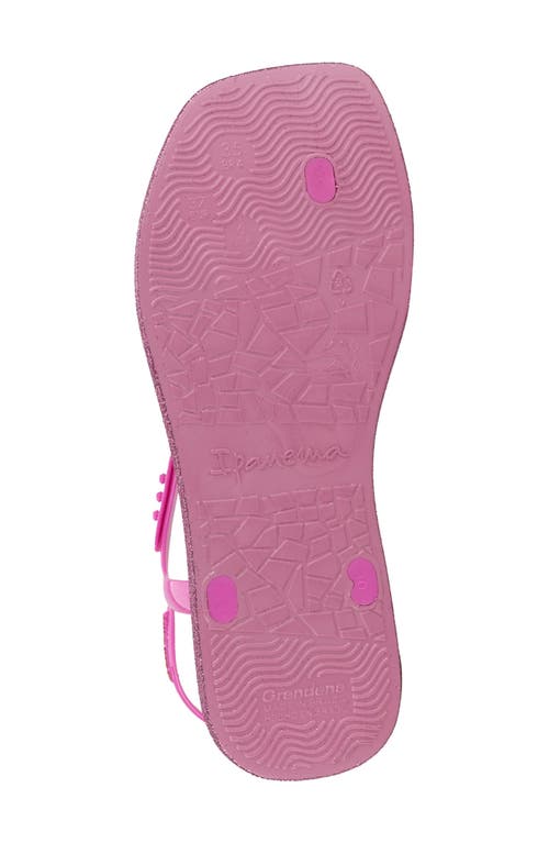Ipanema X Shakira Class Edge Glow Slip-on Embellished T-strap Thong Sandals In Pink/glitter Pink