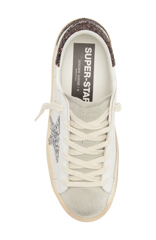 Shop Golden Goose Super-star Glitter Detail Low Top Sneaker In White/ice/silver