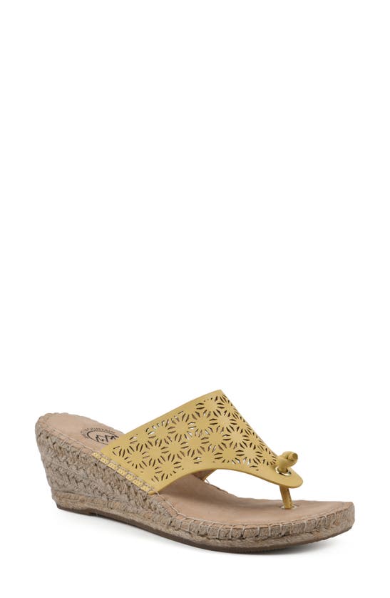 White Mountain Footwear Beaux Espadrille Wedge Sandal In Limoncello/ Smooth