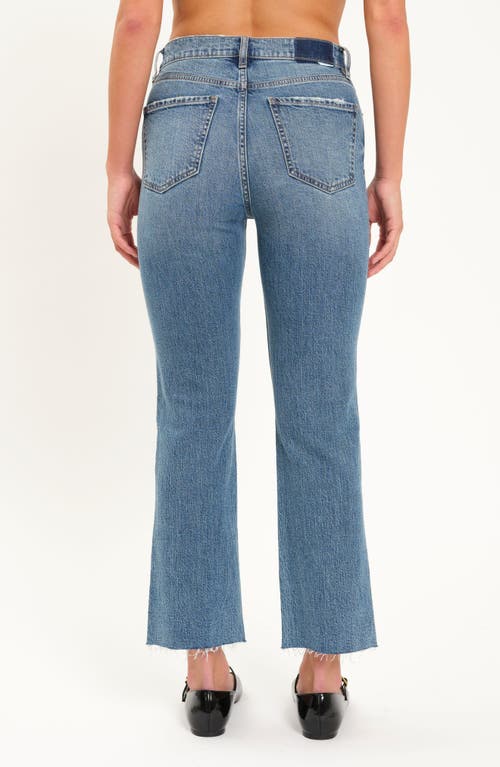Daze Shy Girl High Waist Raw Hem Crop Flare Jeans In Brooklyn In Blue