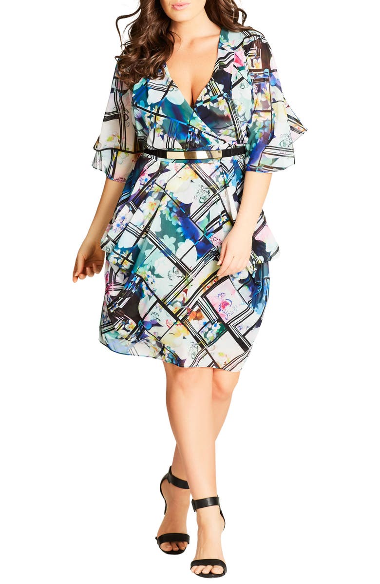 City Chic Orchid Belted Faux Wrap Dress (Plus Size) | Nordstrom