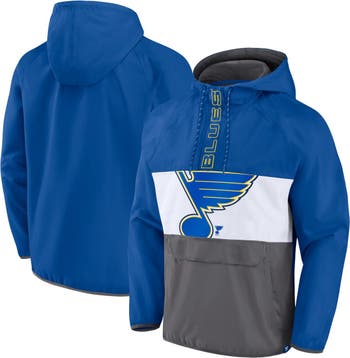 Men's Fanatics Branded Blue St. Louis Blues Flagrant Foul Anorak Raglan  Half-Zip Hoodie Jacket