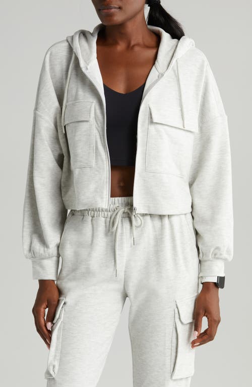 zella Utility Zip Hoodie Ivory Dove Heather at Nordstrom,