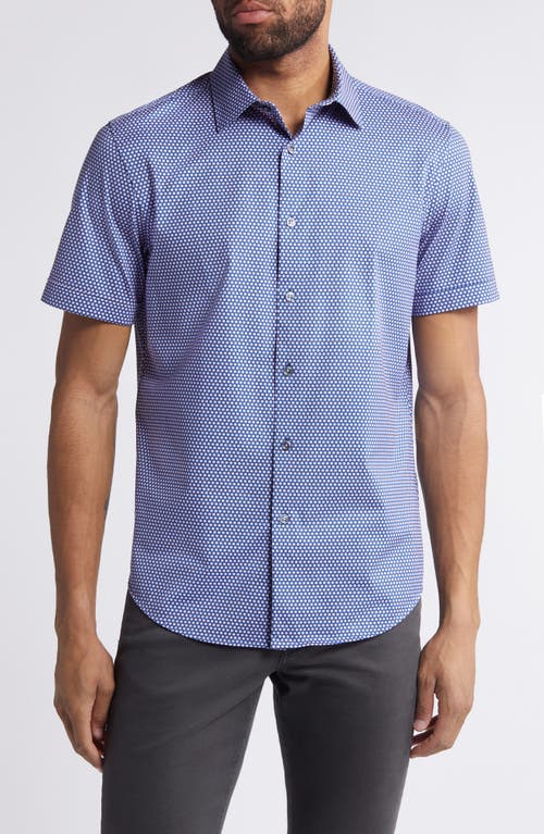 Shop Bugatchi Miles Ooohcotton® Dot Print Short Sleeve Button-up Shirt In Orchid