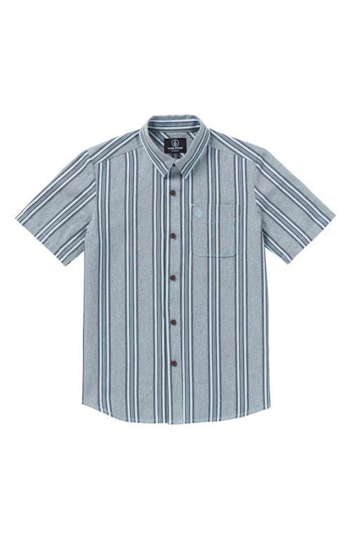 Volcom Kids' Newbar Stripe Short Sleeve Button-Up Shirt Celestial Blue at