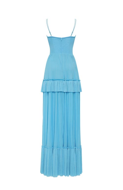 MILLA MILLA SKY-BLUE SPAGHETTI STRAP PLEATED MAXI DRESS
