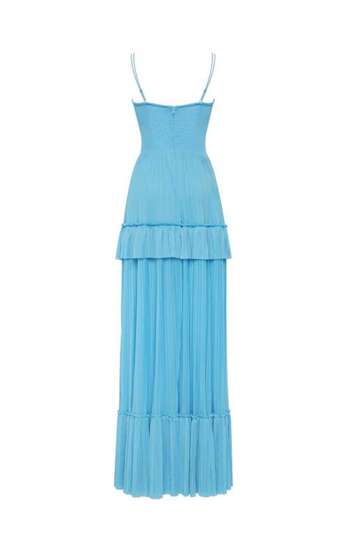 MILLA MILLA SKY-BLUE SPAGHETTI STRAP PLEATED MAXI DRESS 