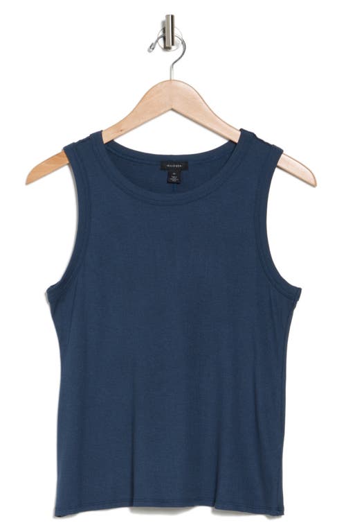 Halogen ® Fitted Ribbed Tank Top In Reflecting Pond