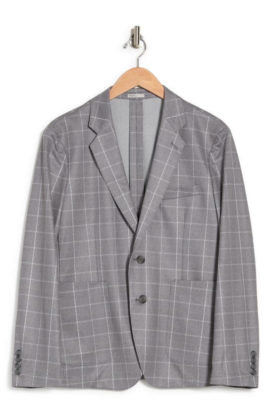 Nordstrom Rack Grey Two Button Notch Lapel Stretch Knit Sport Coat In Grey Windowpane