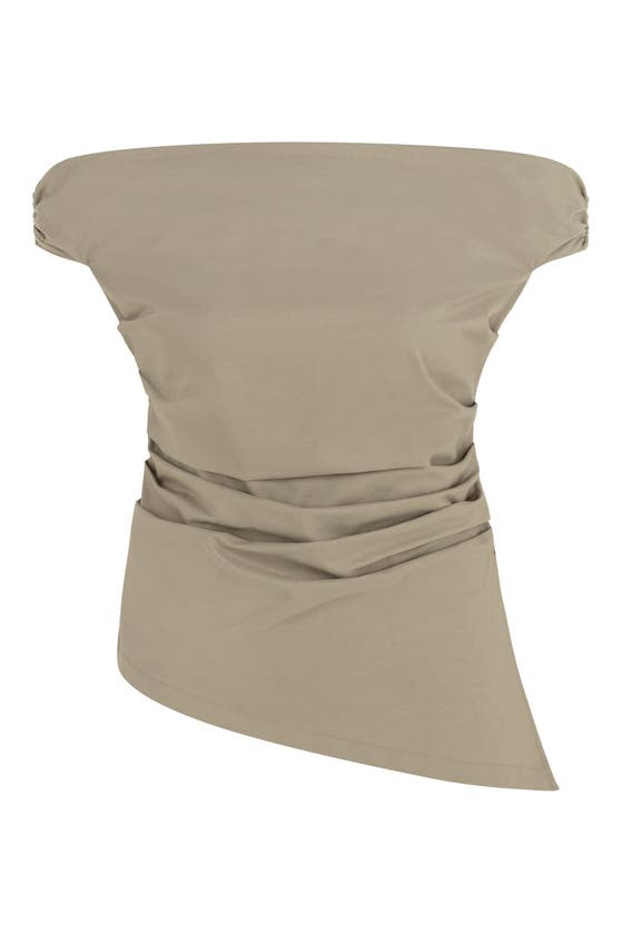 Shop Nocturne Asymmetrical Blouse In Dark Beige