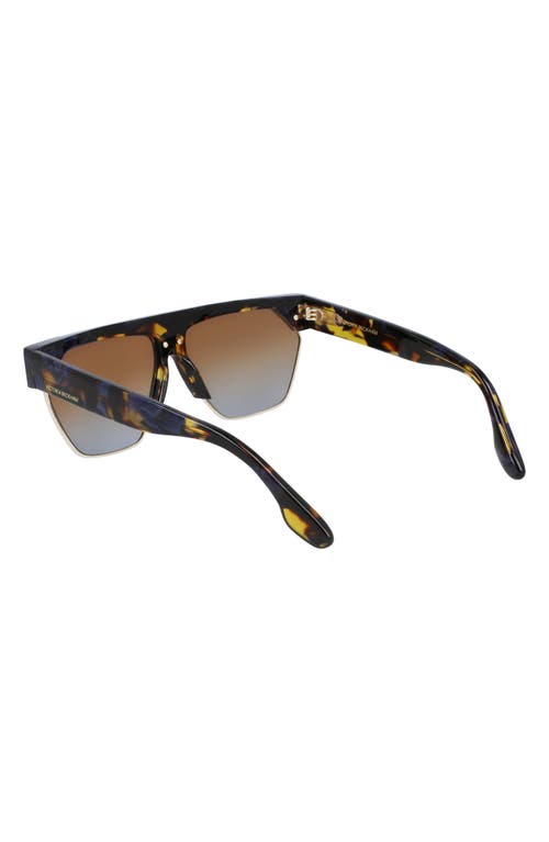 Victoria Beckham Semi-rimless Rectangle Acetate Sunglasses In Havana/blue
