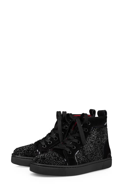 Shop Christian Louboutin Funnytopi Crystal Embellished High Top Sneaker In Black/jet