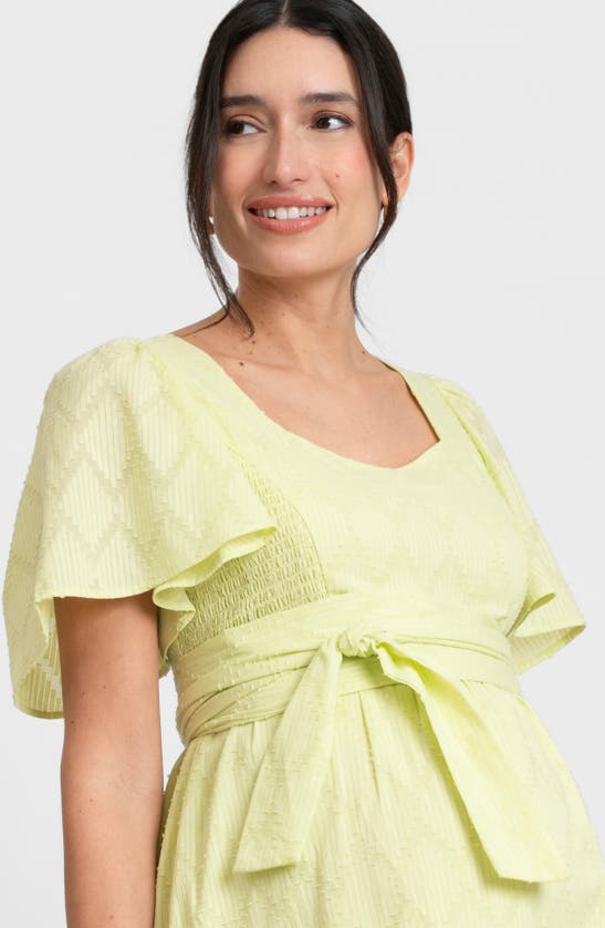 Shop Seraphine Broderie Anglaise Maternity/nursing Midi Dress In Lime