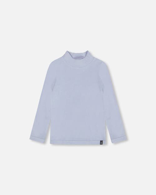 Shop Deux Par Deux Little Girl's Super Soft Brushed Mock Neck Top Light Blue In Blue Fog